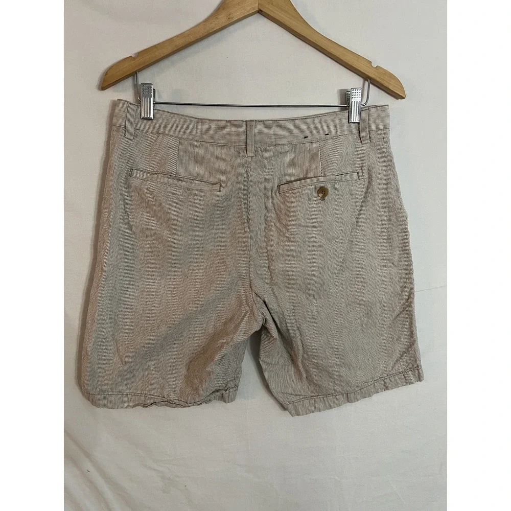 Men's Banana Republic Linen Blend Shorts Striped Beige White Sz 32